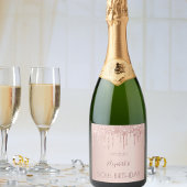 誕生日パーティナイトバラ金ゴールドグリッター女性 スパークリングワインラベル