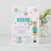 誕生日パーティナツクラッカートオイクリスマスのピンクミント 招待状 (スタンド正面)