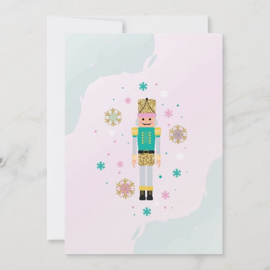 誕生日パーティナツクラッカートオイクリスマスのピンクミント 招待状 (裏面)