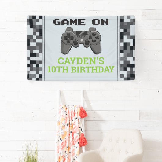 誕生日パーティバナー上のビデオゲームゲーム 横断幕 (インサイチュ)