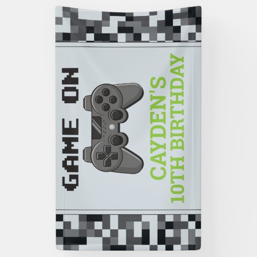 誕生日パーティバナー上のビデオゲームゲーム 横断幕 (縦)