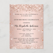 誕生日パーティバラ金ゴールドエレガントフォーマル インビテーションポストカード (正面)