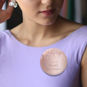 誕生日パーティバラ金ゴールドグリッタードライブ名 缶バッジ