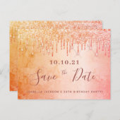 誕生日パーティバラ金ゴールドグリッター保存日付 ポストカード (正面/裏面)