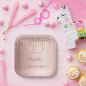 誕生日パーティバラ金ゴールドグリッター赤面ドライブ名 ペーパープレート (パーティー)