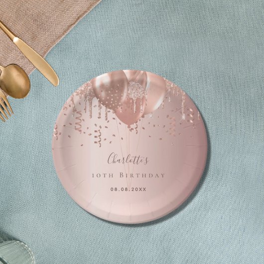 誕生日パーティバラ金ゴールドバルーン名 ペーパープレート