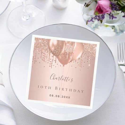 誕生日パーティバラ金ゴールドバルーン スタンダードカクテルナプキン