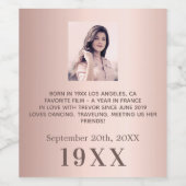 誕生日パーティバラ金ゴールド生まれ年写真バイオ ワインラベル (シングルラベル)