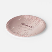 誕生日パーティバラ金ゴールド赤面グリッタードライブ名 ペーパープレート (アングル)