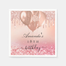 誕生日パーティバラ金ゴールド赤面バルーン名 スタンダードカクテルナプキン