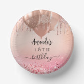 誕生日パーティバラ金ゴールド赤面ピンクのバルーン名 ペーパーボウル (正面)