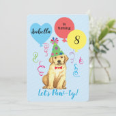 誕生日パーティバルーンイエロー・ラブラドール・レトリーバー 招待状 (スタンド正面)