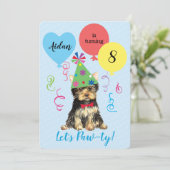 誕生日パーティバルーンヨークシャーテリア 招待状 (スタンド正面)