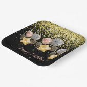 誕生日パーティバルーン金ゴールドグリッターバルーンブラック ペーパープレート (傾斜あり)