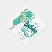 誕生日パーティバルーン – ティール(緑がかった色) スタンダードランチョンナプキン (角)