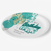 誕生日パーティバルーン – ティール(緑がかった色) ペーパープレート (アングル)