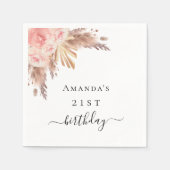 誕生日パーティパンパスグラスバラ金ゴールドフローラ スタンダードカクテルナプキン (正面)