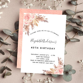 誕生日パーティパンパスグラスバラ金ゴールド赤面フローラ 招待状