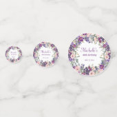 誕生日パーティパープル赤面ピンクフローラ写真 コンフェッティ (正面)