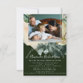 誕生日パーティフォトフローラ金ゴールド緑フレーム 招待状 (正面)