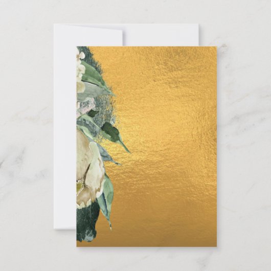 誕生日パーティフォトフローラ金ゴールド緑フレーム 招待状 (裏面)