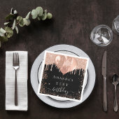 誕生日パーティブラックバラ金ゴールドグリッターバルーン スタンダードカクテルナプキン