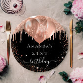 誕生日パーティブラックバラ金ゴールドグリッターバルーン ペーパープレート