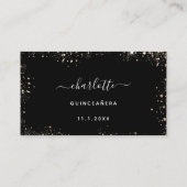 誕生日パーティブラック金ゴールドグリッターRSVP エンクロージャーカード (裏面)