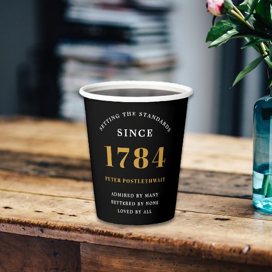 誕生日パーティブラック金ゴールド任意の年 紙コップ