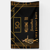 誕生日パーティブラック金ゴールド1920年代ギャツビー 横断幕 (縦)