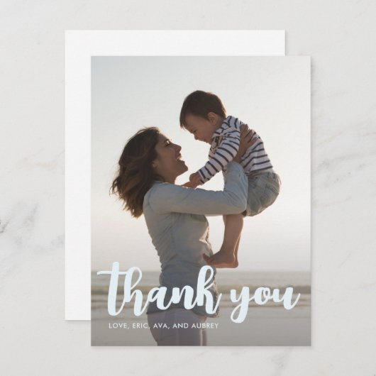 誕生日パーティブルーボーイズありがとうスクリプト写真 ポストカード (正面/裏面)