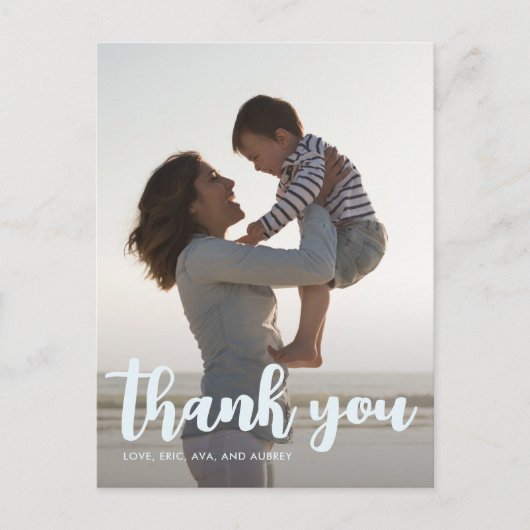 誕生日パーティブルーボーイズありがとうスクリプト写真 ポストカード (正面)