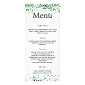 誕生日パーティプログラムメニューグリーンホワイト ラックカード (裏面)