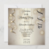 誕生日パーティベージュ金ゴールドハイヒールシャンパン 招待状 (裏面)