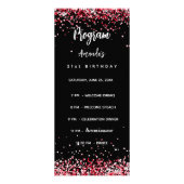 誕生日パーティメニュープログラム黒い赤 ラックカード (正面)