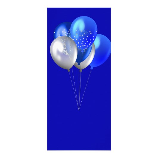 誕生日パーティメニュー王室の青い風船 ラックカード (裏面)