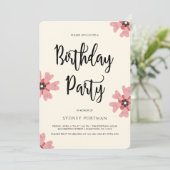誕生日パーティモダンかわいらしフローラ 招待状 (スタンド正面)