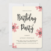 誕生日パーティモダンかわいらしフローラ 招待状 (正面)
