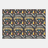 誕生日パーティラッピング紙フラットシートセット3 ラッピングペーパーシート (正面)