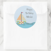 誕生日パーティラベパーソナライズされたルシール ラウンドシール (バッグ)