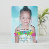 誕生日パーティレインボーカラーフォト招待状 招待状 (スタンド正面)