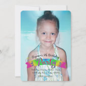 誕生日パーティレインボーカラーフォト招待状 招待状 (正面)