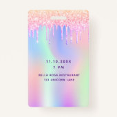 誕生日パーティレインボーグリッター名VIP招待 バッジ (裏面)