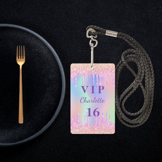 誕生日パーティレインボーグリッター名VIP招待 バッジ