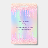 誕生日パーティレインボーグリッター名VIP招待 バッジ (裏面)