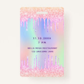 誕生日パーティレインボーグリッター名VIP招待 バッジ (裏面)