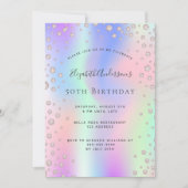 誕生日パーティレインボーバラ金ゴールド紫 招待状 (正面)