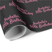 誕生日パーティレインボーピンクグリッターブラックスパークル ラッピングペーパー (ロールコーナー)