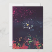 誕生日パーティレッドフローラ金ゴールドスクリプトパープルライト 招待状 (裏面)