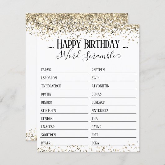 誕生日パーティワードスクランブルゲーム (正面/裏面)